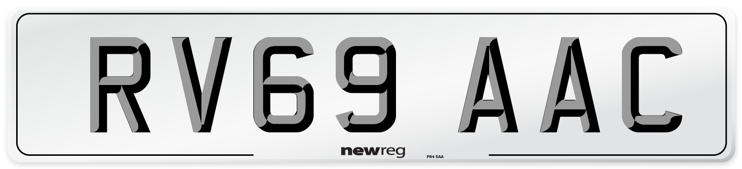 RV69 AAC Number Plate from New Reg